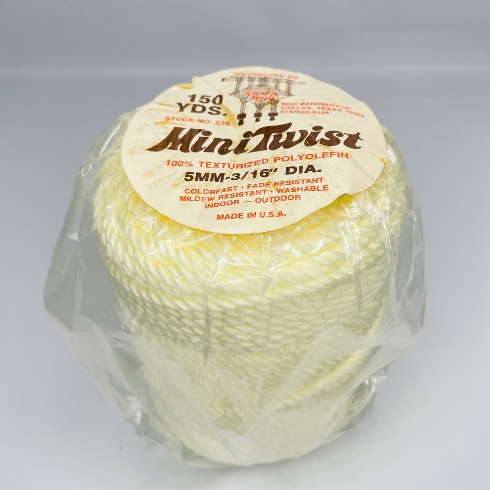 Knot 'n' Needs Mini Twist Macrame Twisted Yard 150 yds 5MM-3/16" DIA. Off White